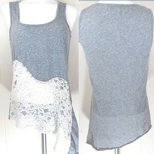 4 Love and Liberty Lace Panel Asymmetrical Tank